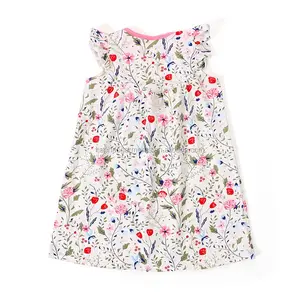 Einfache Stil Kinder Baumwolle Kleidung Floral Print Mädchen Baby Blume Kleider