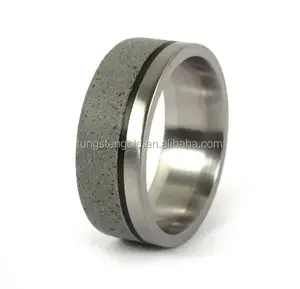 Shenzhen Jewelry Newest Products Men's titanium And Concrete Ring With Carbon Fiber Inlay Industrial Wedding Band