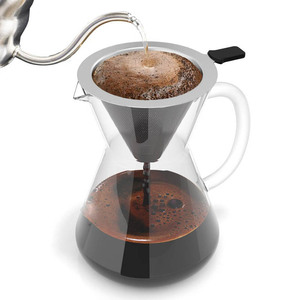 Design épuré En Verre Borosilicaté Verser Sur La <span class=keywords><strong>Cafetière</strong></span> <span class=keywords><strong>Chemex</strong></span> Avec Filtre À Café En Acier Inoxydable - Product Image 1
