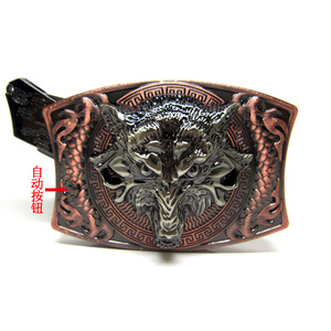Kepala serigala 40mm dua warna gesper sabuk barat 3D Italia, gesper sabuk 3D kustom - Product Image 4