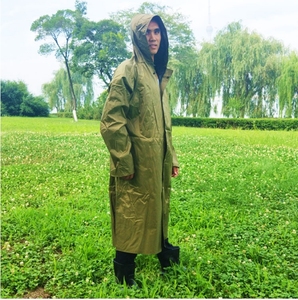 MR04 Oxford <strong>Canvas</strong> with PVC PU Coating Rain Wear Jacket Green Desert Tan Brown Color Custom Made with Snap Button - Product Image 2
