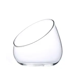 Wholesale Home Deco Air Plant Clear Glass Candle Holder Bevel Opening Glass Vase for Tabletop Decoration
