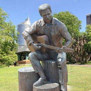 تمثال رجل يعزف الجيتار من البرونز لديكور الحدائق - Product Image 3