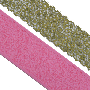 Tapis en dentelle Silicone Fondant rose, 1 pièce, décoration de gâteau, moule de fleurs, lacets en relief, outils d'artisanat du sucre - Product Image 3