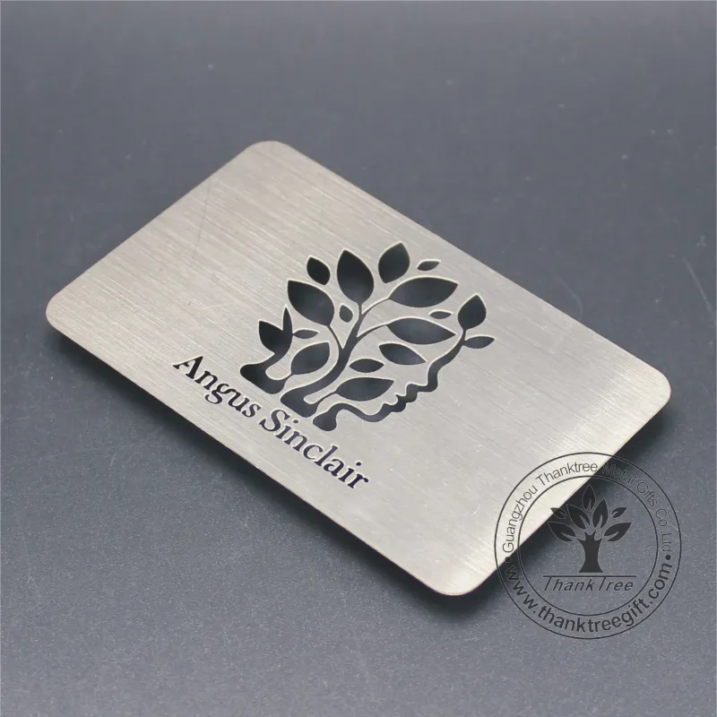 metal etching craft custom logo engraved brushed finish stainless steel business card