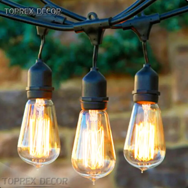 Home Decor 48ft S14 Festoon เข็มขัด String ไฟ E27 กันน้ำโซ่