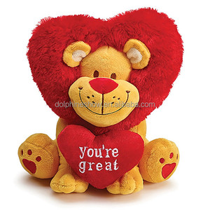 Nuovo Regalo per San Valentino 2023: <span class=keywords><strong>Leone</strong></span> di Peluche Marrone con Cuore <span class=keywords><strong>Rosso</strong></span>, Giocattolo Morbido e Personalizzabile - Product Image 3
