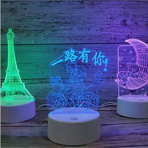 2024 New 3D Boy & Girl Night Light LED USB 7 Colors Flashing Table Lamp for Kids USB Powered Night Lamp for Friends