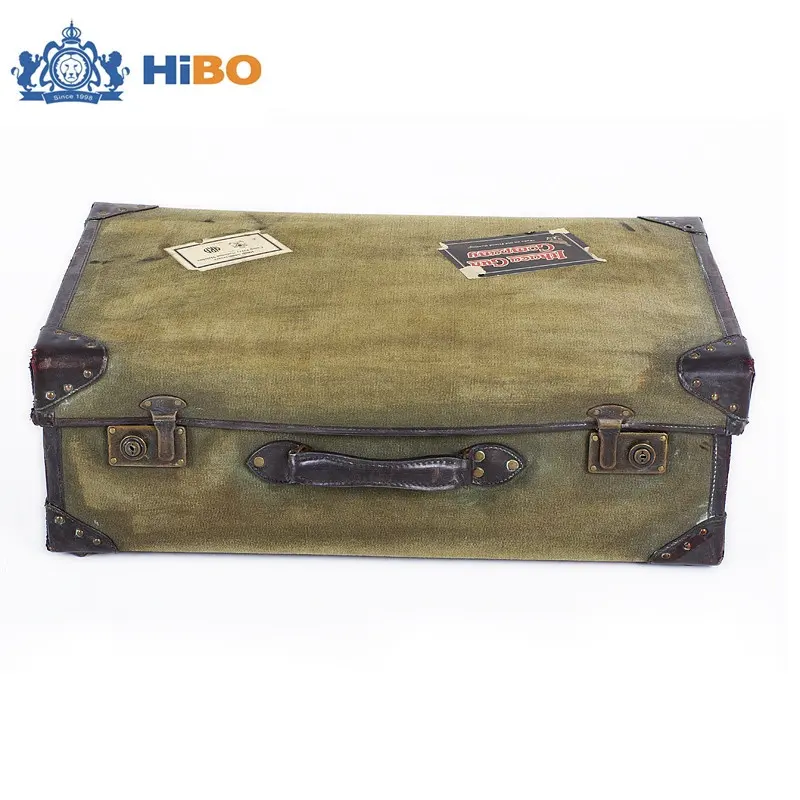 HIBO מותאם אישית הדפסת דקורטיבי עור מפוצל בציר מזוודה
