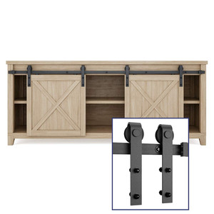 Perangkat Keras Pintu Geser Mini Pintu Ganda 6,6 Kaki, untuk Dudukan Kabinet TV - Product Image 5