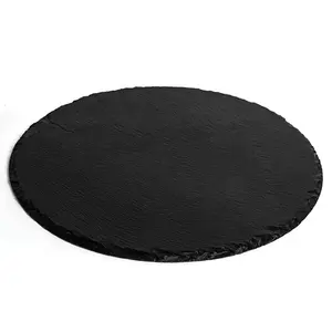 Round slate placemat promotion natural black cheese food serving board Yayun natural slate coaster