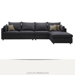 Conjunto de sofás en forma de I, conjunto de sofás de lujo, textil, gris oscuro