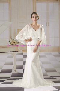 2015 guangzhou vestidos de novia precio barato del cordón del vintage Una línea con AG034 bolero desmontables - Product Image 1