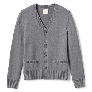 Con scollo a V Monopetto Puro Cotone disegni Costola Maglia Uniforme della Scuola primaria Ragazzi GirlsPerformance Pulsante Anteriore Cardigan Maglione