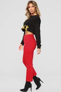 Yüksek bel toptan fantezi erkek arkadaşı Fit kırmızı Denim yeni Model kot kadın - Product Image 3