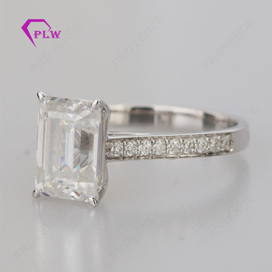 Cincin pertunangan pernikahan Moissanite cincin emas putih 14k potongan zamrud baru kustom 2025 - Product Image 3