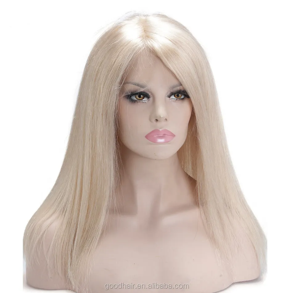 Pelucas frontales de encaje Rubio de cabello humano europeo crudo para mujeres blancas, pelucas de encaje remy virgen con encaje transparente almacenado