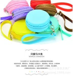 Macarons Mini Dây Kéo Đồng Xu Ví Silicone Thạch Đồng Xu Ví