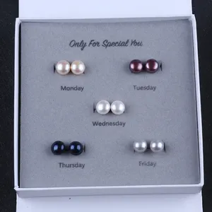 Genuine Freshwater Pearl Stud Earrings Set With Gift Box Wholesale