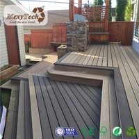 Plancher en bois synthétique gris massif WPC ignifuge extérieur résistant au feu projet de terrasse composite