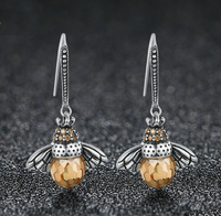 Personnalisé 925 argent sterling aile animal breloques abeille bague et boucles d'oreilles pendentif collier pour les femmes ensemble de bijoux fabrication