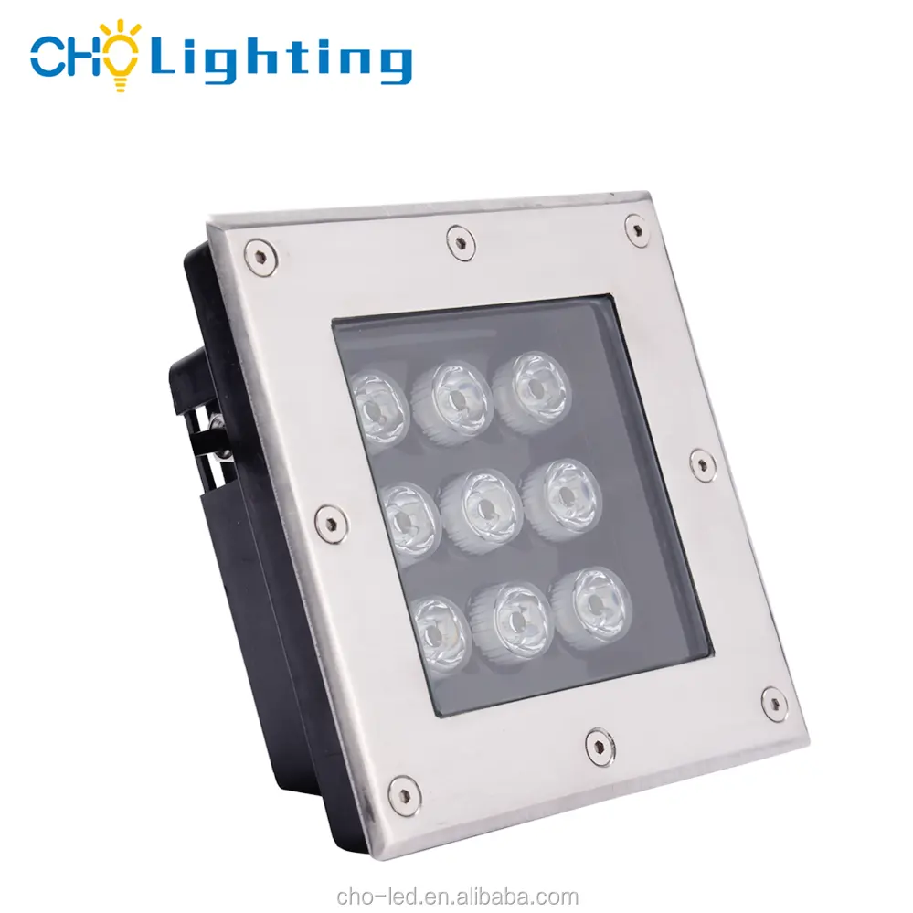 สแควร์9W RGB LED Light ใต้ดินฝังโคมไฟชั้น Ground Yard เส้นทางโคมไฟภูมิทัศน์