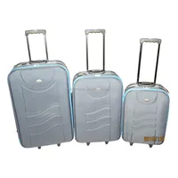 China Luggage Factory Supply Cheap Promotional 3pcs set Omega Eva Travel Luggage Suitcase Sets In Grey Color With Blue Zippers
