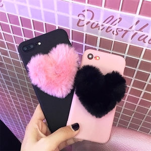 Moda suave peludo amor corazón patrón teléfono caso para el iPhone 8 7 más 6 6 s más X - Product Image 3