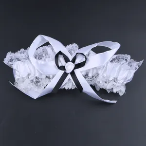 Giarrettiera da sposa con decorazione bowknot popolare più venduta imposta giarrettiera in pizzo sexy da donna in bianco e nero