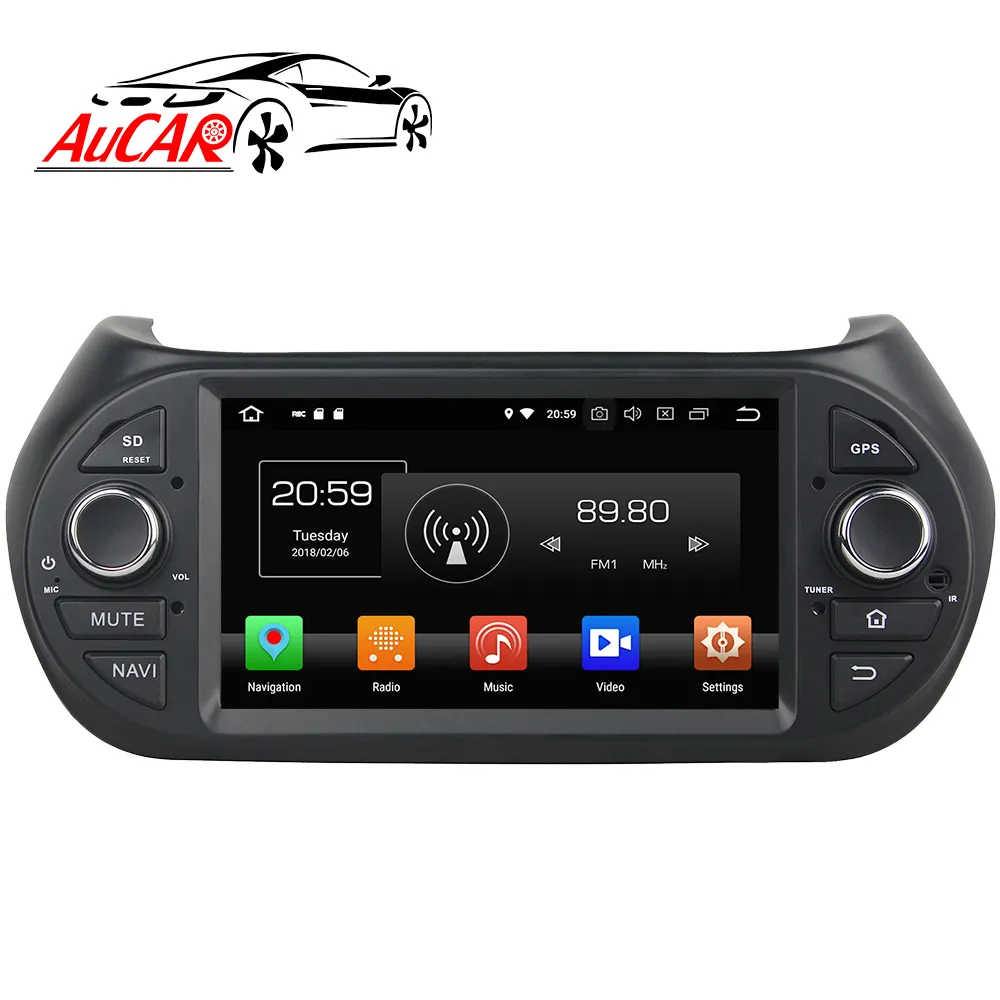 AuCAR 7 "Android 10 autoradio pour Fiat Fiorino pour Citroen Nemo pour Peugeot Bipper 2008-2017 écran tactile stéréo vidéo GPS