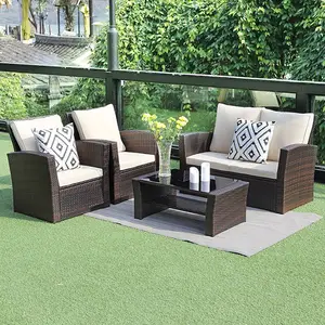 Ensembles de meubles de patio extérieur 5 pièces avec coussins