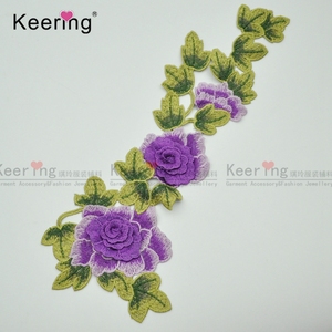 Patchs brodés de fleurs de grande taille en gros, à coudre sur les vêtements, WEF-821 - Product Image 2