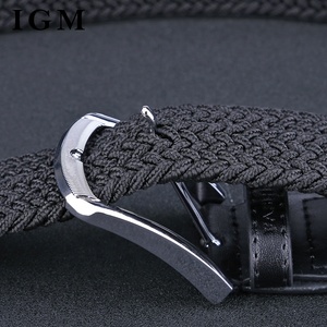 Kaliteli giyim katı siyah şerit toka bel örgülü elastik Jean kemerler erkekler - Product Image 6