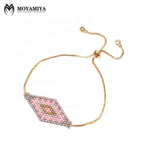 MI-B180056 Moyamiya Miyuki Nazar Boncuk contra geométrico hecho a mano con cuentas pulsera brazalete - Product Image 1