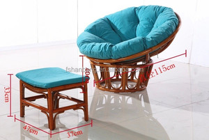 كرسي ماماسان الروطان مع وسادة من الجلد المدبوغ كرسي باباسان منزلي - Product Image 4