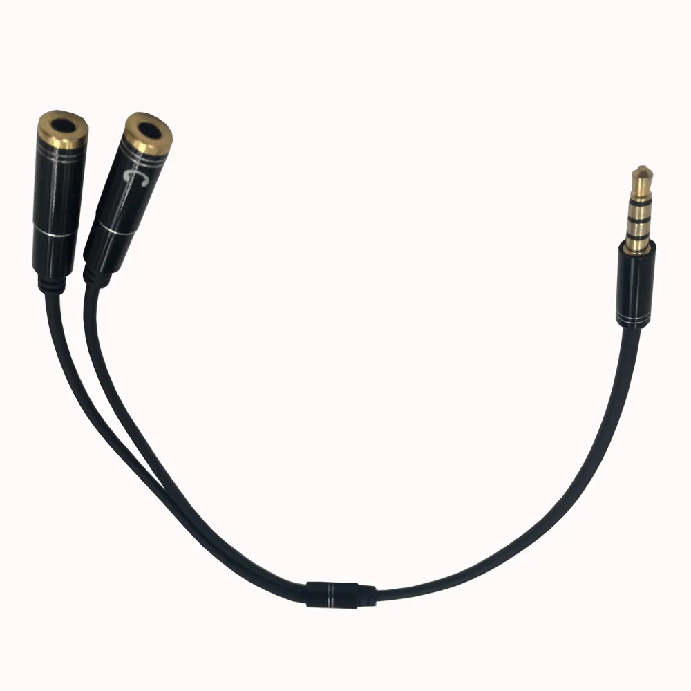 3.5 Mm Mic Audio Aux Splitter 1 Male to 2 Female Headphone Earphone Extension Cable Stereo OEM & ODM 12 Months Gold Rohs 500 PCS