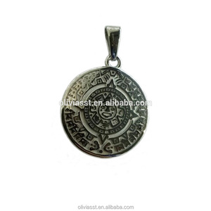 Liontin Meksiko Baja Tahan Karat Diskon Populer, Perhiasan Perak Liontin Kalender <span class=keywords><strong>Aztec</strong></span> - Product Image 1