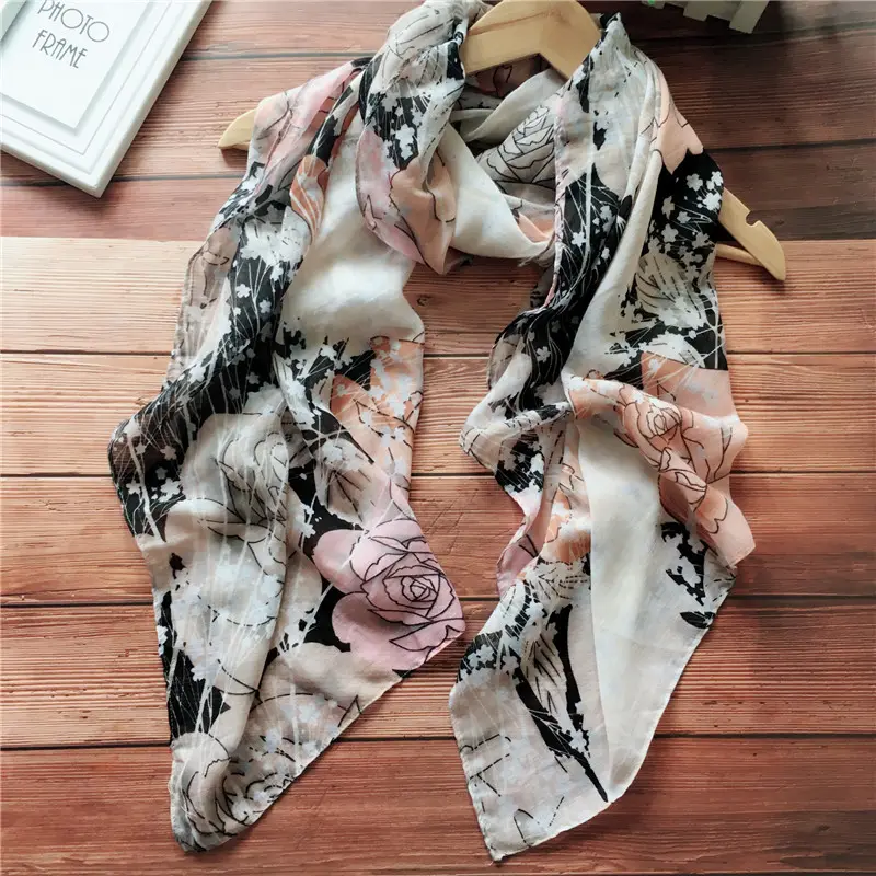 long scarf chiffon new style rose pattern scarf voile shawl