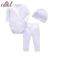 बच्चे लड़कों 'वस्त्र सेट पैंदा 100% कपास अनुकूलित सादे सफेद बच्चे romper सेट नवजात बच्चे को कपड़े सेट
