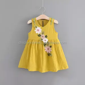Lucky Girl-ropa de belleza para niñas, vestidos amarillos bordados