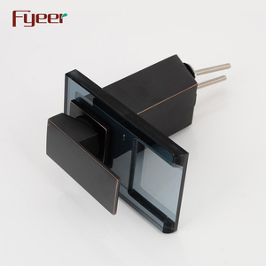 Fyeer New DC Power Đen Kính Thác Nước Phòng Tắm <span class=keywords><strong>Led</strong></span> Vòi Nước Lưu Vực - Product Image 3