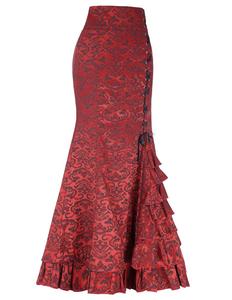 <span class=keywords><strong>Gonna</strong></span> <span class=keywords><strong>Lunga</strong></span> Maxi Stile Vintage Retrò Vittoriano con Volant e Jacquard <span class=keywords><strong>a</strong></span> Coda di Sirena OEM BP000204 - Product Image 4