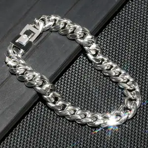 Hip Hop Bijoux Hommes Main Chaîne En Acier Inoxydable Bracelet 10mm 7.5 pouces Bracelet Cubain En Acier Inoxydable 316l Homme Miami Lien Bracelet - Product Image 3