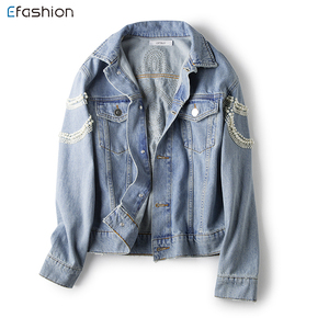 Giacca di Jeans Jeans a manica lunga ingrosso nuovo stile moda giacca di perle da donna - Product Image 5