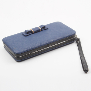 Pochette de téléphone <span class=keywords><strong>portefeuille</strong></span> en cuir pour femmes, <span class=keywords><strong>portefeuille</strong></span> avec nœud, longue Section, étui pour dames - Product Image 2