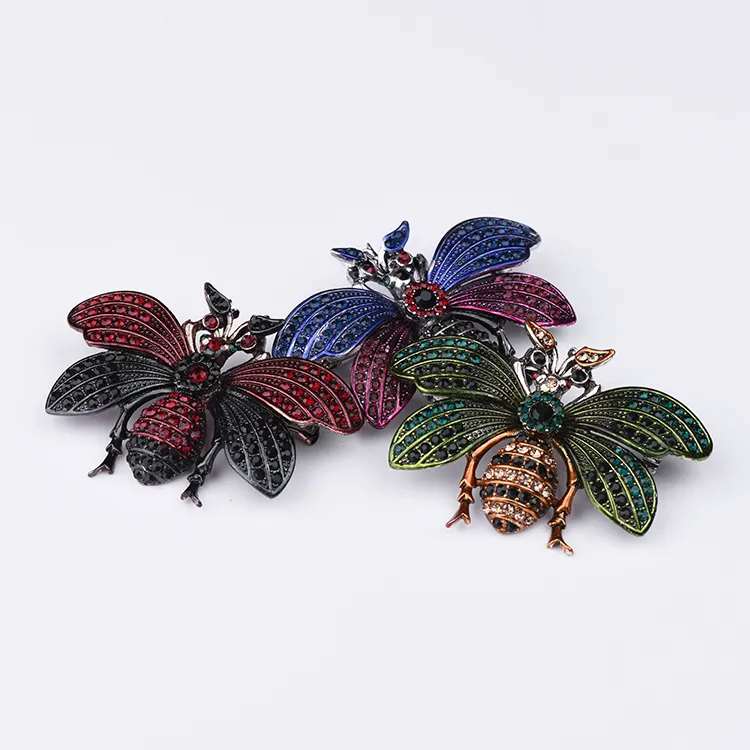 Charm jewelry alloy inlay rhinestone glass crystal insect brooch