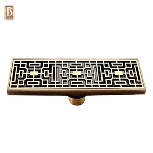 Taizhou Customization 8*30 cm Rectangular Antique Brass Shower Floor Drain Grate