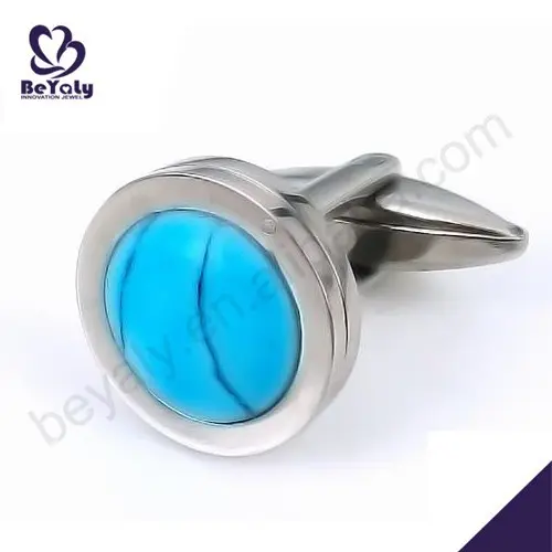 Round shape for men daily wear turquoise cufflinks