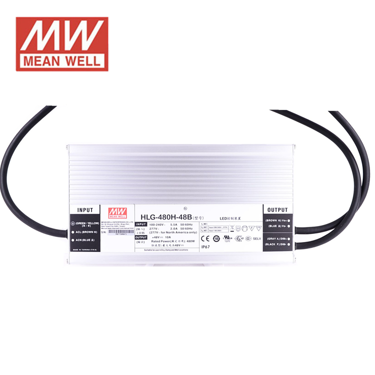 HLG-480H-48B с 7 лет гарантии 480W 48V LED освещение с драйвером Meanwell 10A блок питания