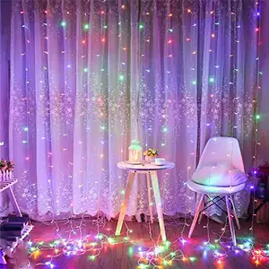 홈 주방 장식 방 LED 블루 컬러 창 요정 빛 문자열 커튼 장식 결혼식 파티를위한 조명